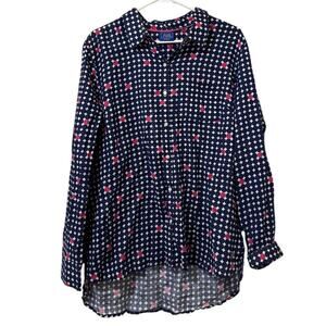 Le Tigre Women Size XL Long Sleeve Button Down Shirt Cotton Colorful Preppy City